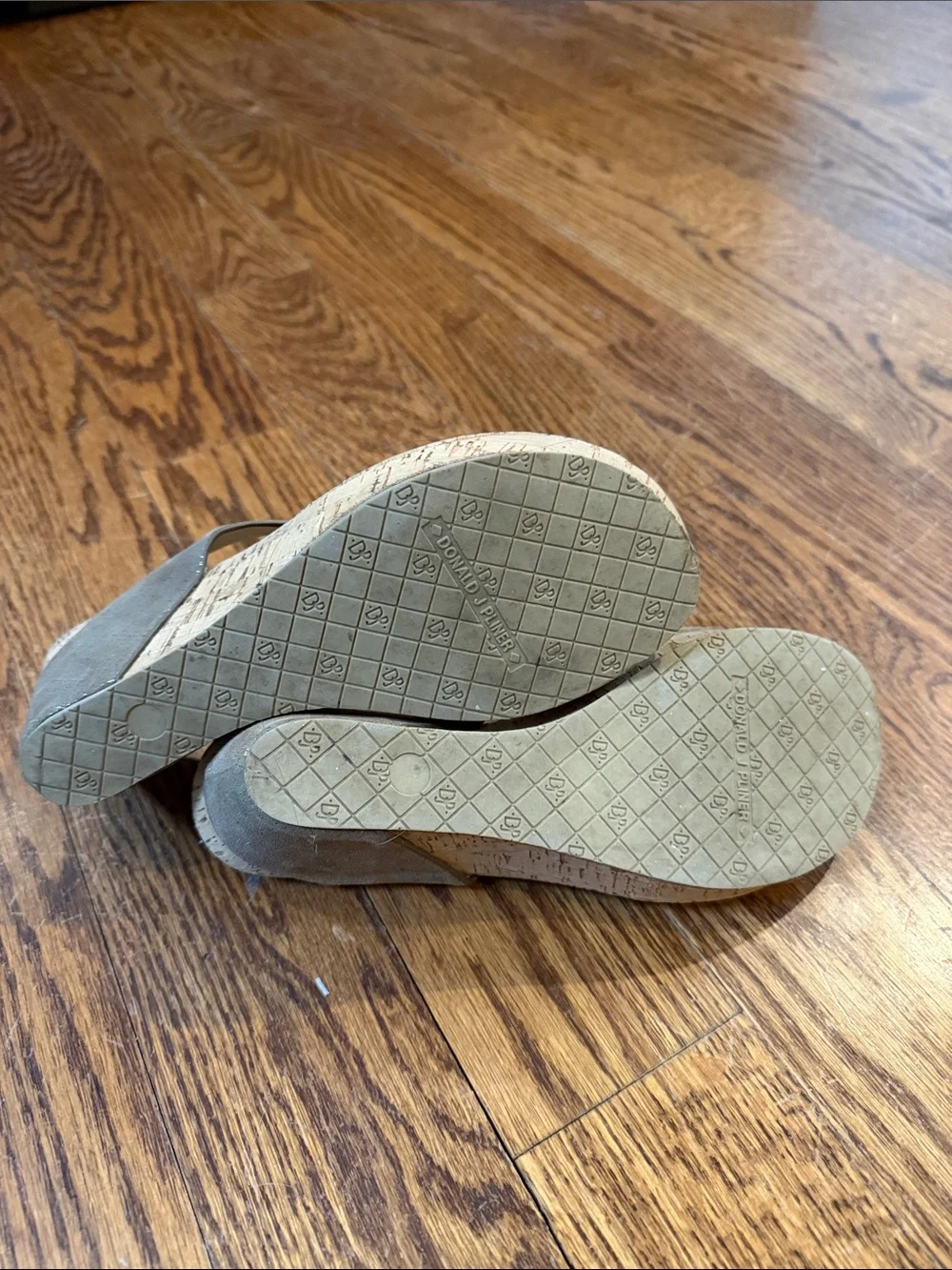 Donald J. Pliner Gyer Toe-loop Metallic Cork Wedge Sandals